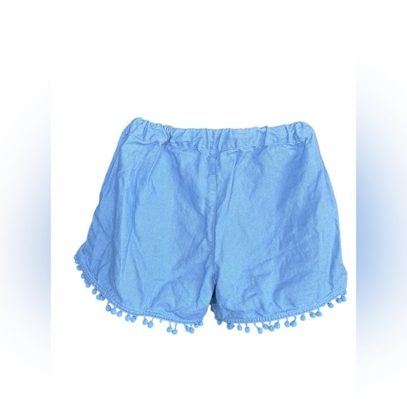 J.Crew women’s cotton Linen mix 3" Pom-pom Drawstring Short in Blue preloved - Picture 6 of 7